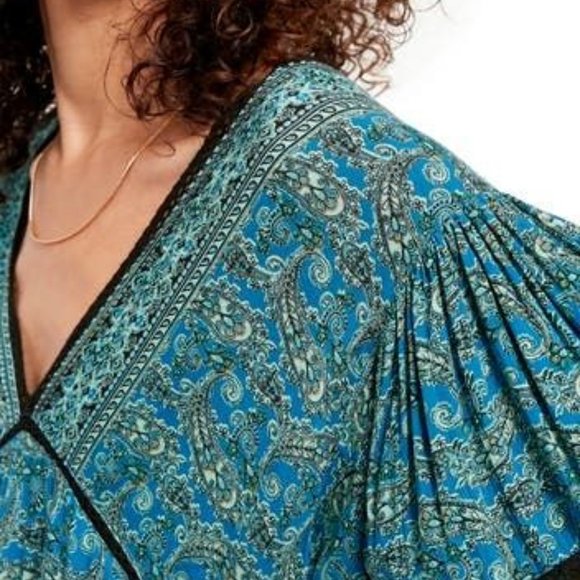 Free People Luna Scarf Print Lace Trim Tunic - Picture 4 of 7